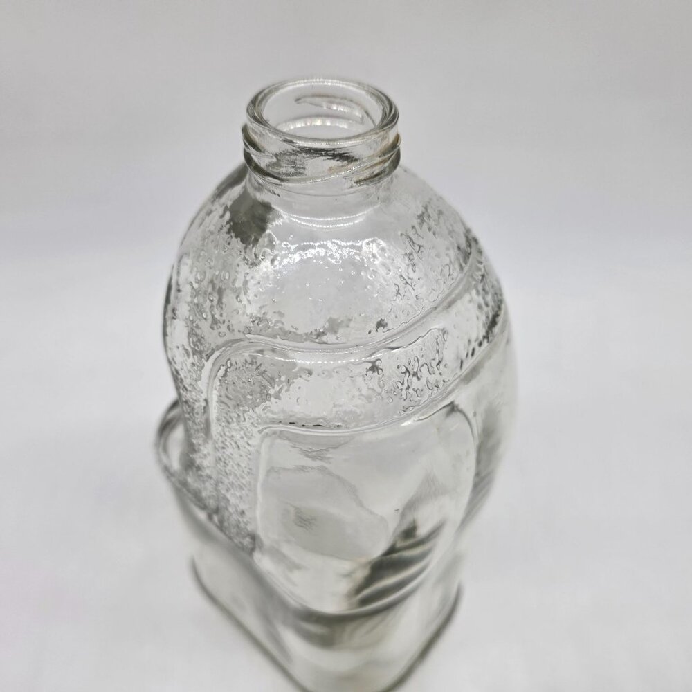 Clear Embossed Glass Jug With Handle Milk Glass Bottle Shape 10" - Picture 3 of 9